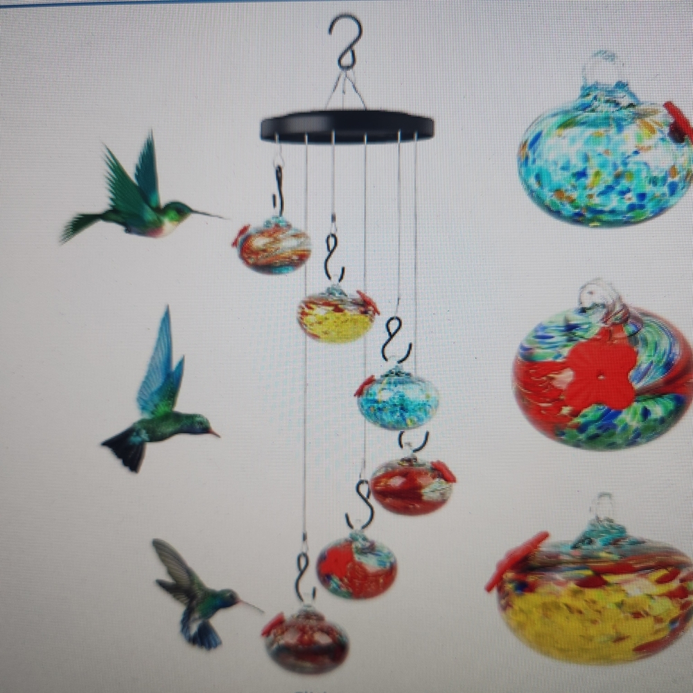 Colorful Glass Hummingbird Wind Chime